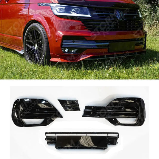Replacement Lower Front Grill Kit Gloss Black For Vw Transporter T6.1 2019 - 2024