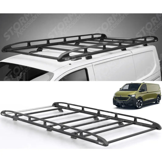Rhino KammRack Black Aluminium Van Roof Rack - Volkswagen Transporter T7 2024 On SWB Low Roof (L1H1) Twin Rear Doors