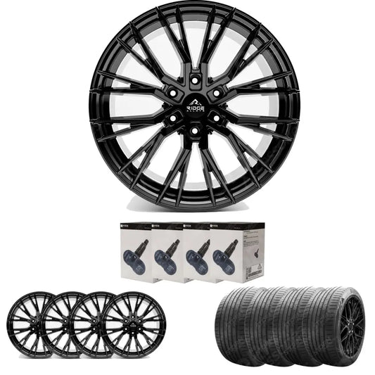 Ridge KN12 Gloss Black 6X120 20 Inch Alloys With Tyre & TPMS Package 245/45/20