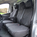 Seat Covers Black For Vauxhall Vivaro 2014-2019 Tailored Front Folding Seats Renault Trafic 2014 On