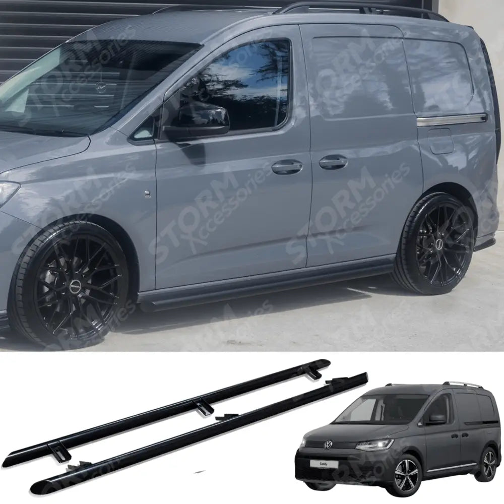 Side Bars Steps Angular Type Short Wheel Base Black 60mm For Vw Caddy 2021 On