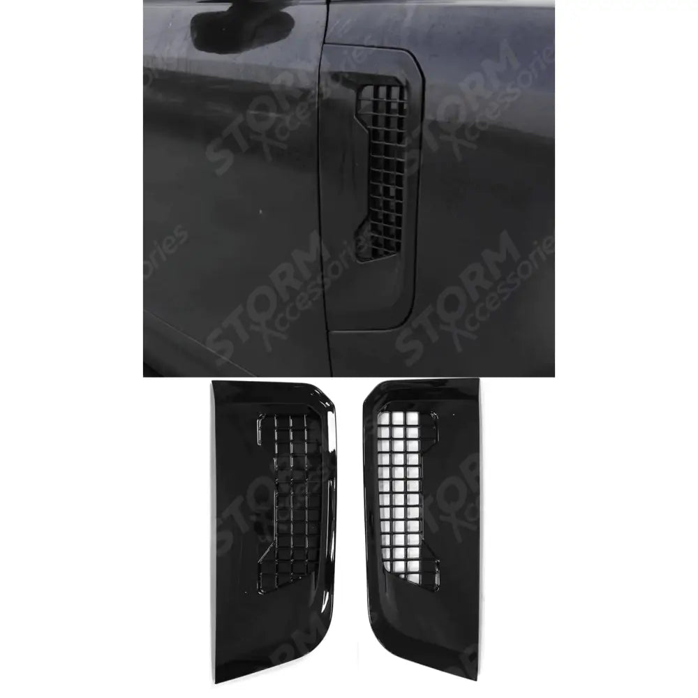 Side Vents In Gloss Black For Land Rover Defender L663 90 / 110 / 130 2020 On