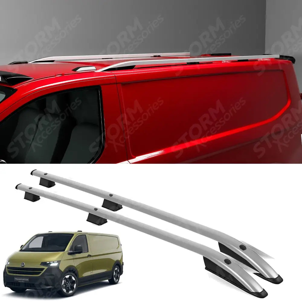 Sport Style Roof Rails In Silver For Volkswagen Transporter T7 SWB 2024+