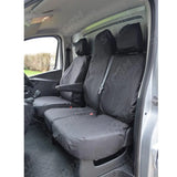 Sportive Driver And Front Double Folding Passenger Seat Covers Black For Vauxhall Vivaro 2014-2019