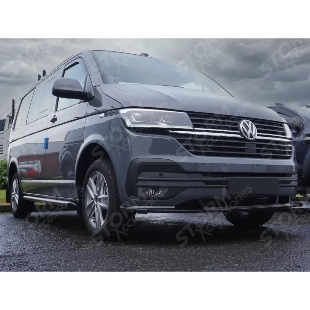 Stx 3 Piece Style Front Splitter Spoiler Gloss Black For Vw Transporter 6.1 2019 - 2024