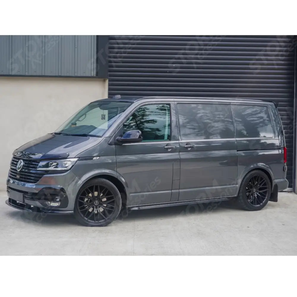 Stx 3 Piece Style Front Splitter Spoiler Gloss Black For Vw Transporter 6.1 2019 - 2024