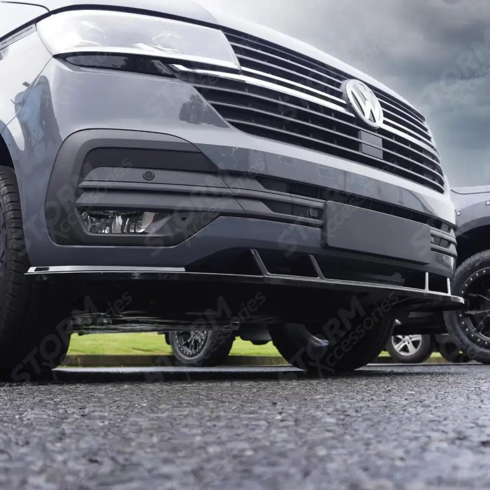 Stx 3 Piece Style Front Splitter Spoiler Gloss Black For Vw Transporter 6.1 2019 - 2024