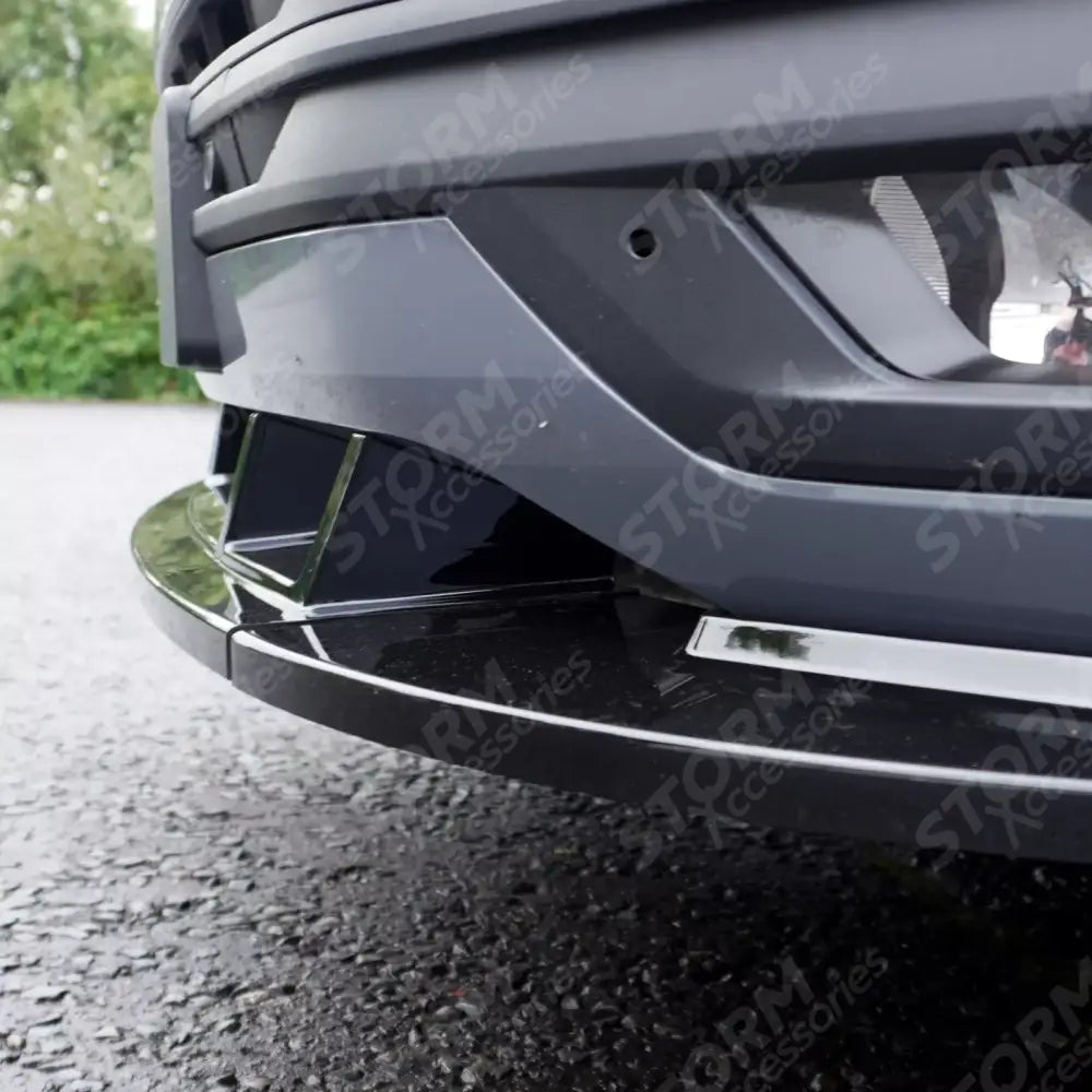 Stx 3 Piece Style Front Splitter Spoiler Gloss Black For Vw Transporter 6.1 2019 - 2024