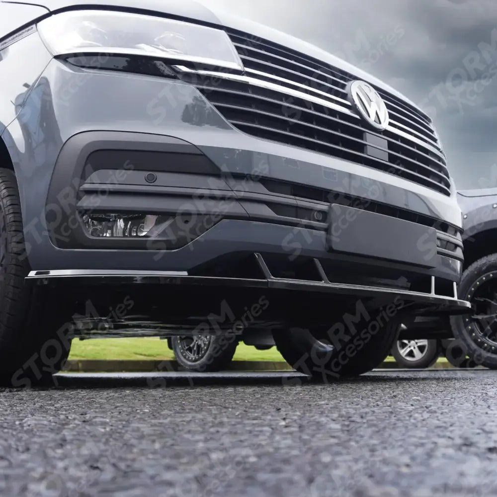 Stx 3 Piece Style Front Splitter Spoiler Gloss Black For Vw Transporter 6.1 2019 - 2024