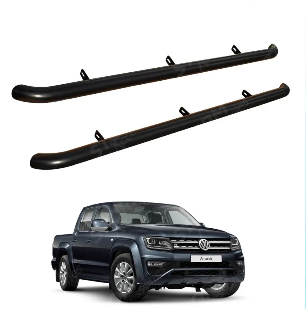 Stx Curved Side Bars Steps 70mm Matte Black For Vw Amarok 2010-2022