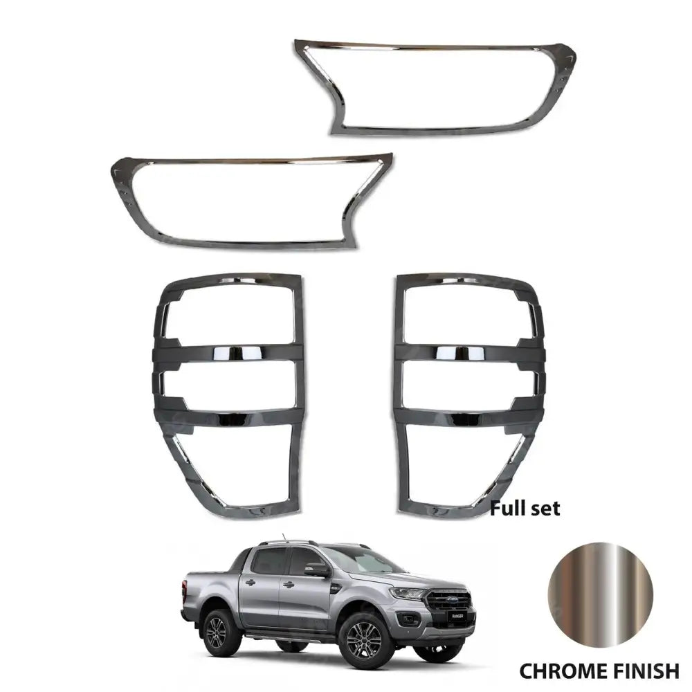 Stx Head Light And Tail Light Guards Chrome For Ford Ranger T6 2016-2022