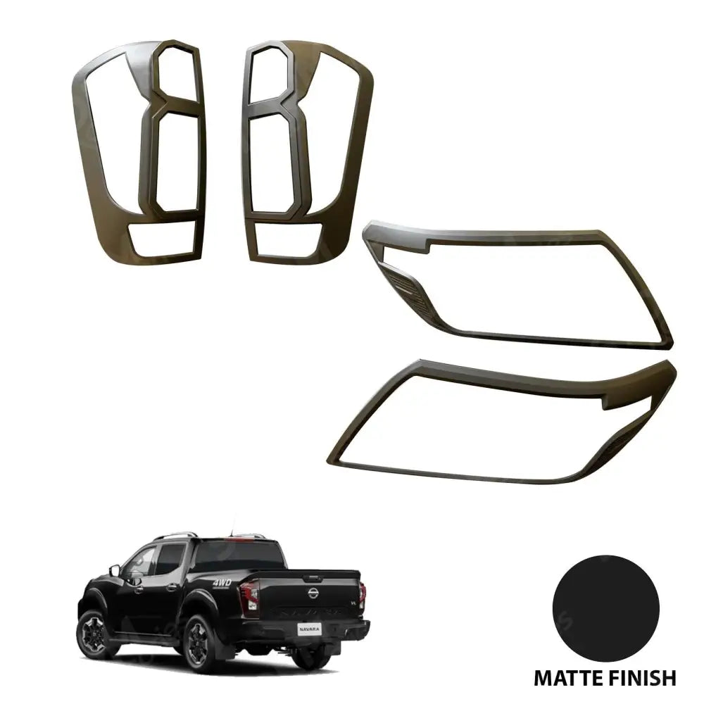 Stx Head Light And Tail Light Guards Set Matte Black For Nissan Navara Np300 - 2016 On
