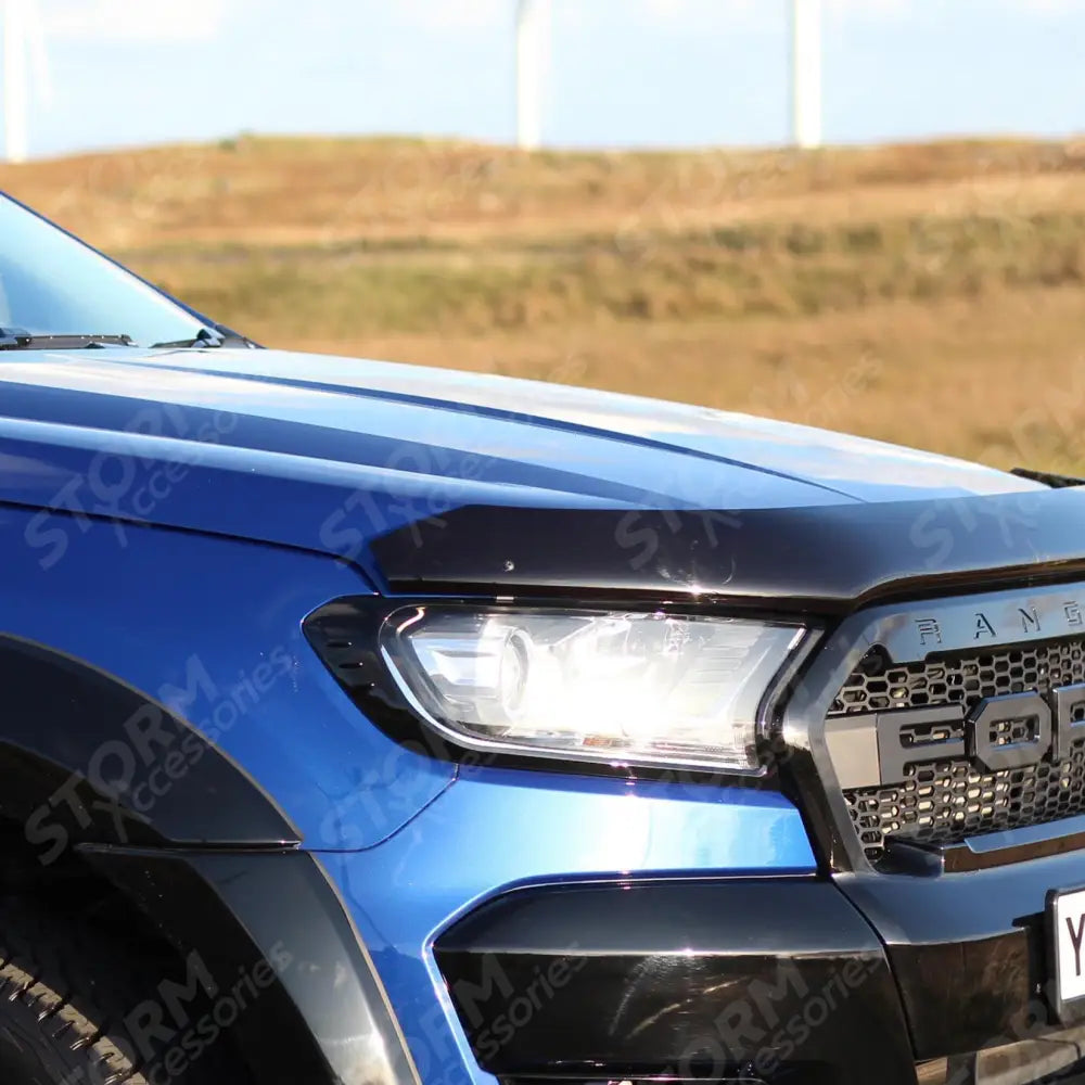 Stx Head Light Guards Gloss Black Pair For Ford Ranger T6 2016-2022