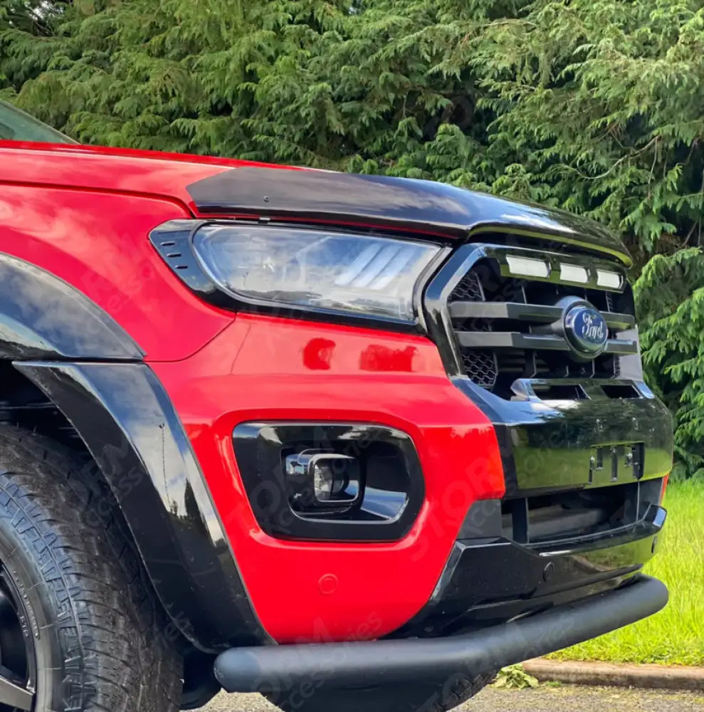 Stx Head Light Guards Gloss Black Pair For Ford Ranger T6 2016-2022
