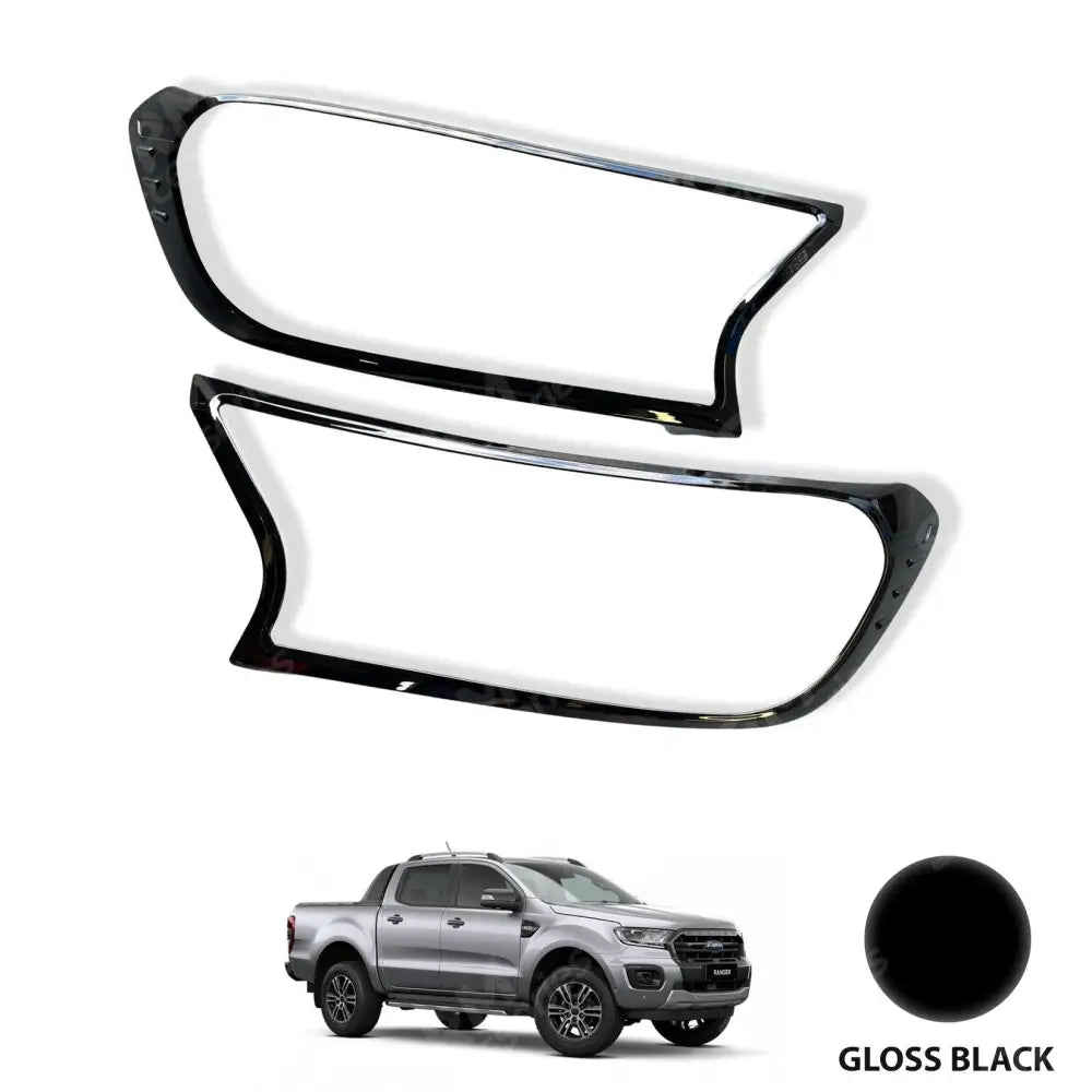 Stx Head Light Guards Gloss Black Pair For Ford Ranger T6 2016-2022
