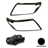 Stx Head Light Guards Gloss Black Pair For Nissan Navara Np300 2015 On
