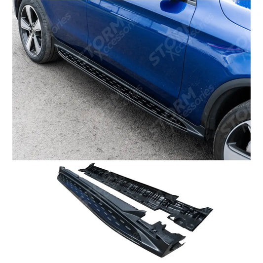 STX Style Integrated Side Steps Running Boards Gloss Black Edition For Mercedes Glc X253 2015-2022