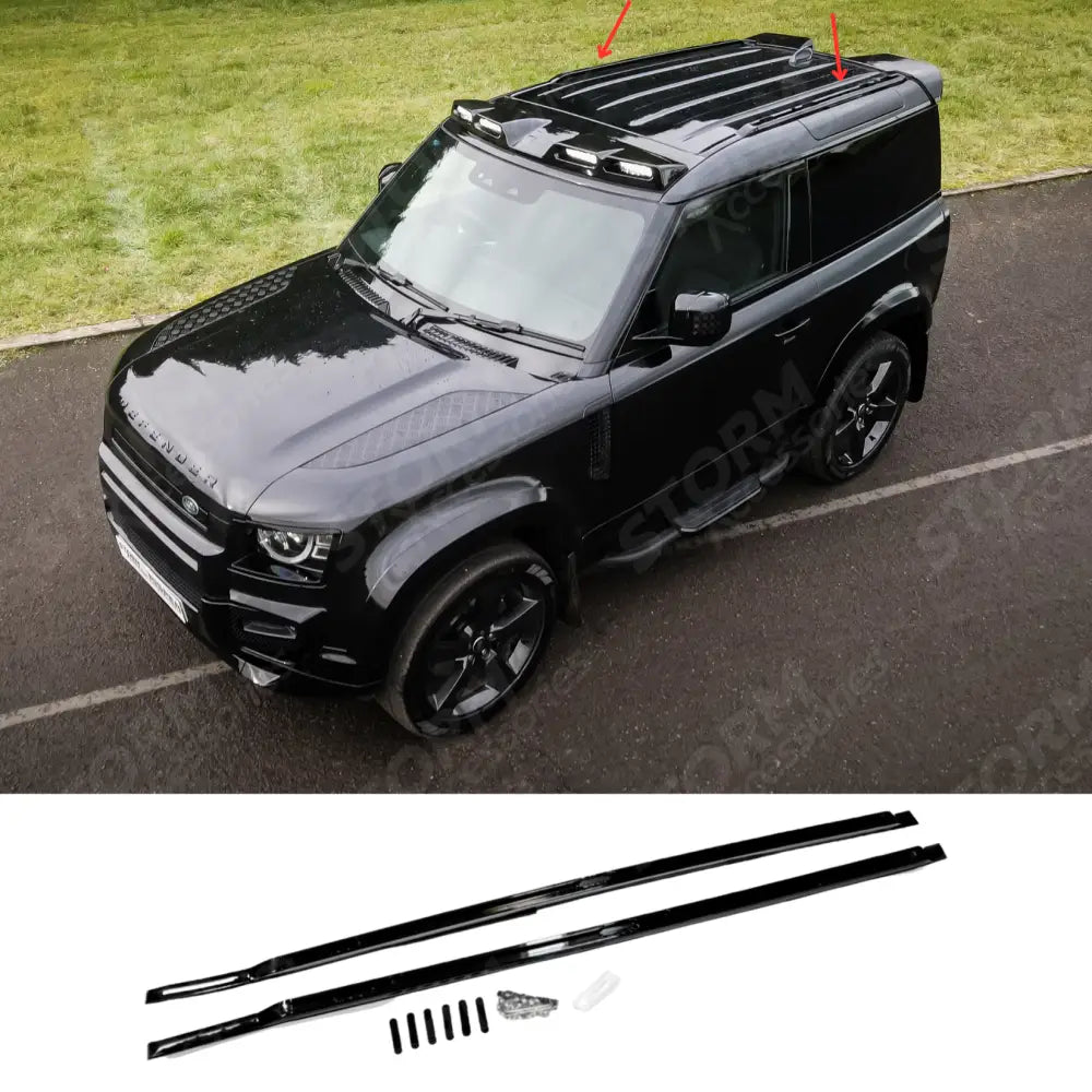 STX Style Roof Rails Pair In Gloss Black For Land Rover Defender 90 L663 2020 On