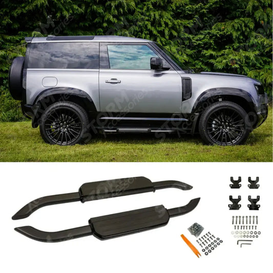 STX Style Running Boards Pair In Black For Land Rover Defender 90 L663 2020 On