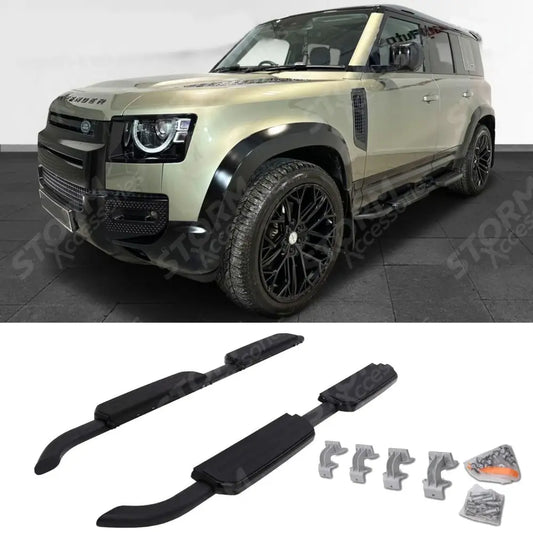 STX Style Side Steps Pair In Black For Land Rover Defender 110 / 130 L663 2020 On