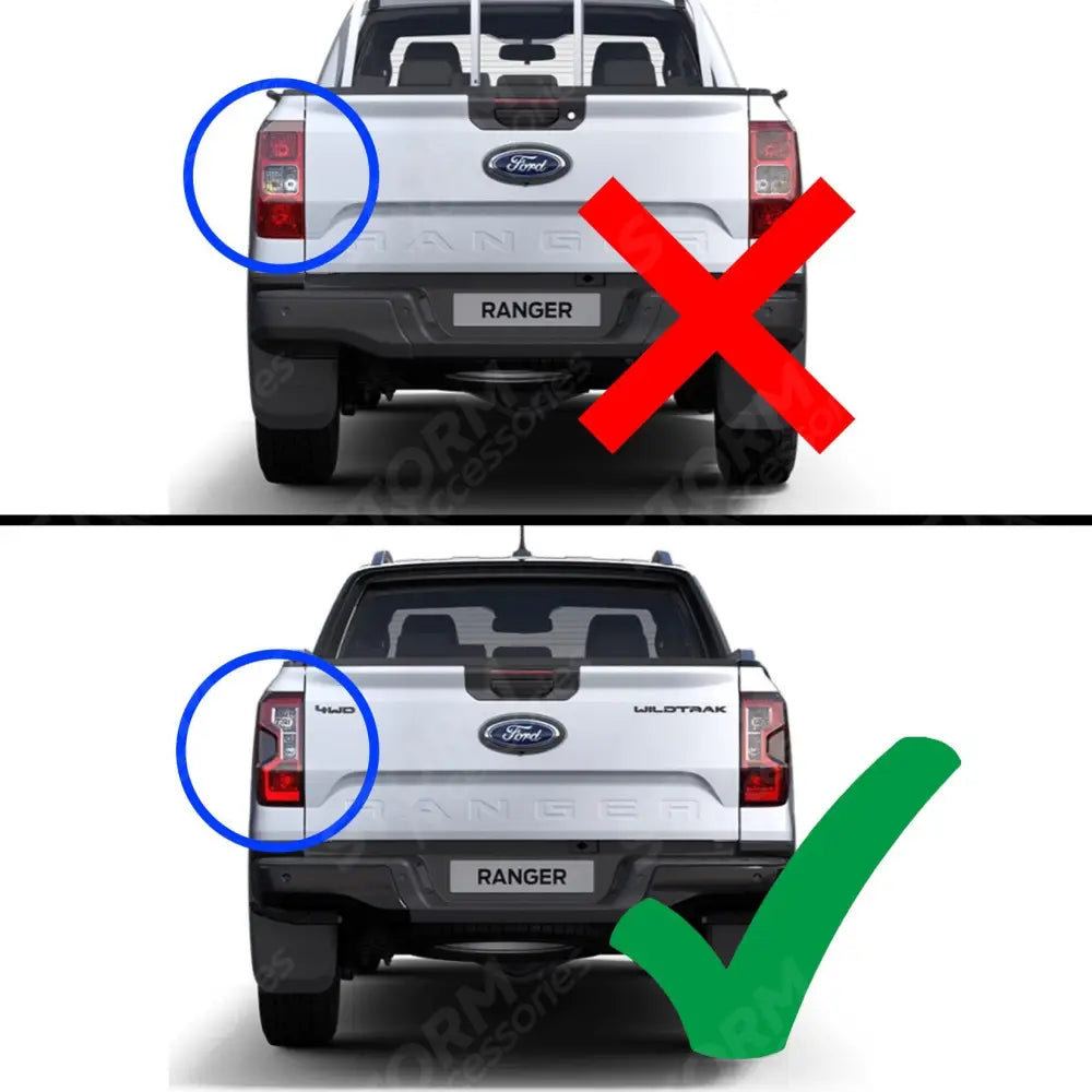 Stx Tail Light Covers In Matte Black Pair For Ford Ranger Wildtrak & Raptor T9 2023 On