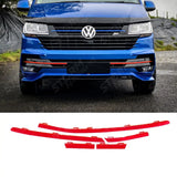 Transporter Front Bumper Lower 5pcs Grille Trim Inserts Choose Colour For Vw T6.1 2019 - 2024 Red