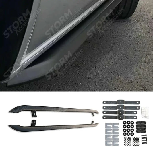 Trapezoid Side Bars In Matt Black For Vw Transporter T5 & T6 Lwb 2003-2023