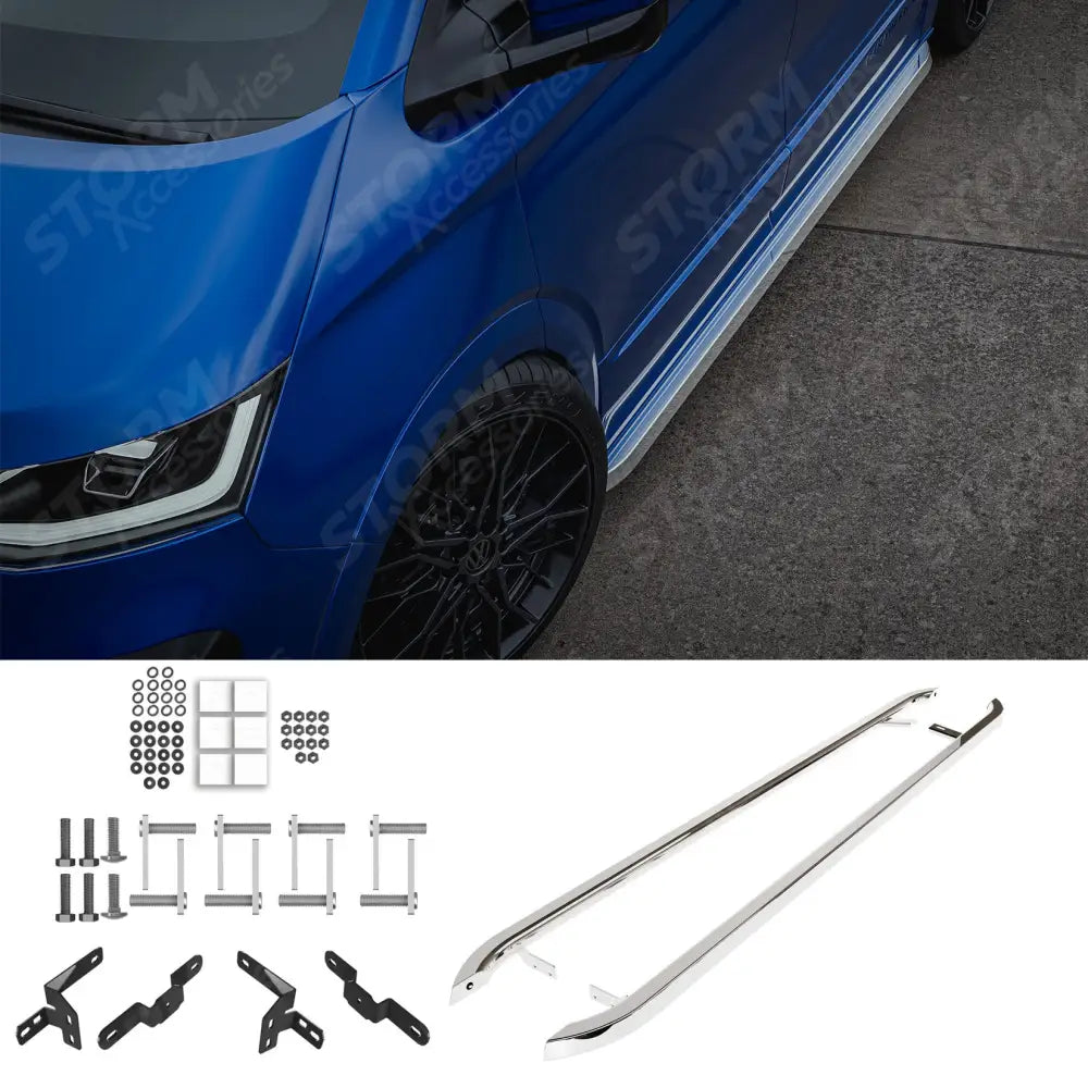 Trapezoid Side Bars In Stainless Steel For Volkswagen Transporter LWB T7 2025 On