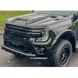 V2 Black Powder Coat Front Spoiler Bar For Ford Ranger T9 2023 On Double Deck