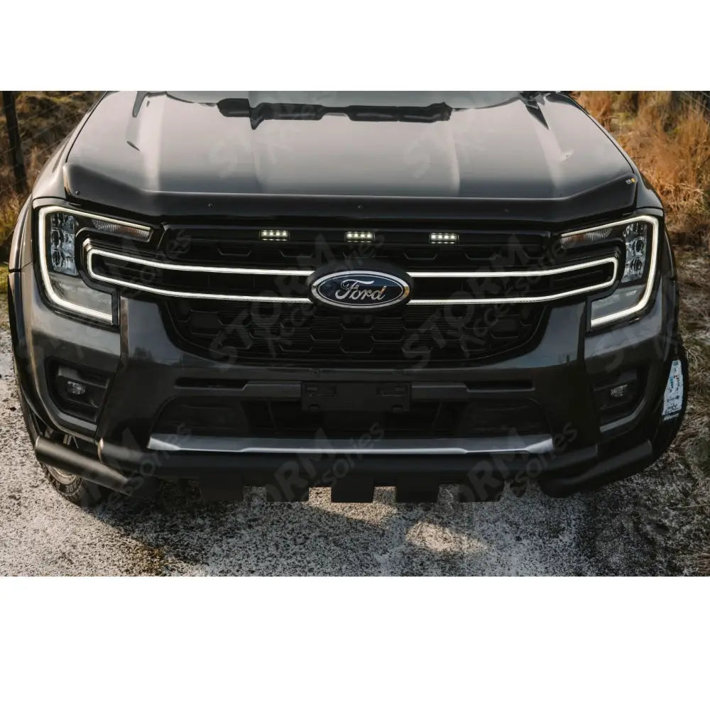 V2 Black Powder Coat Front Spoiler Bar For Ford Ranger T9 2023 On Double Deck