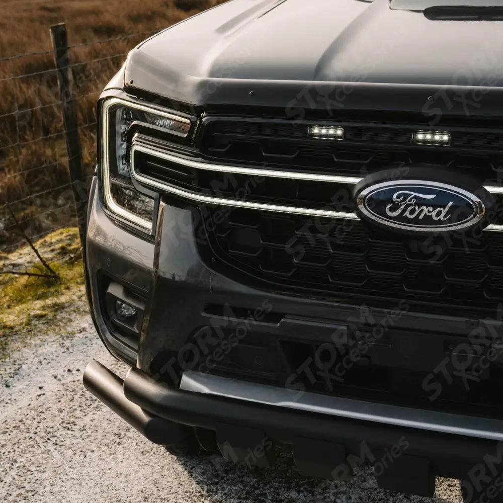 V2 Black Powder Coat Front Spoiler Bar For Ford Ranger T9 2023 On Double Deck