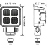 Van Master 1200 Lumens Square IP69K R23 Reversing Work Light