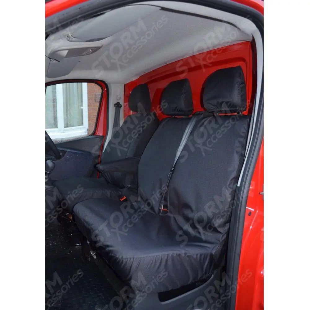 Vauxhall Vivaro 2014-2019 Crew Cab Sportive Driver And Front Double Passenger Seat Covers - Black