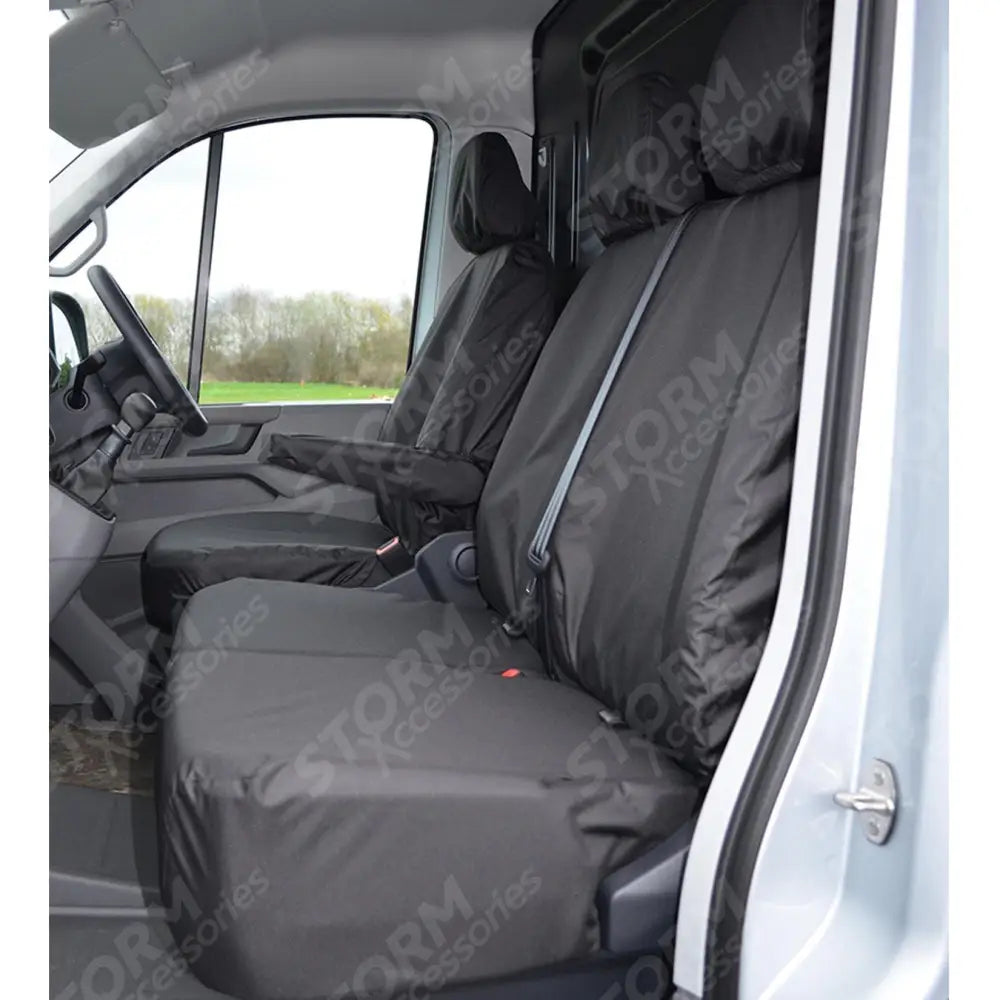 Volkswagen Crafter 2017 On Driver And Front Double Passenger Seat Covers - Non Folding - Black