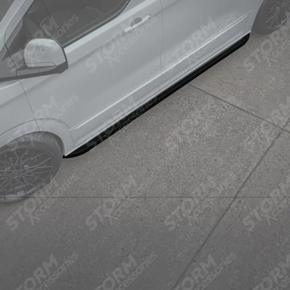 Volkswagen Transporter LWB T7 2025 on Trapezoid Side Bars In Gloss Black