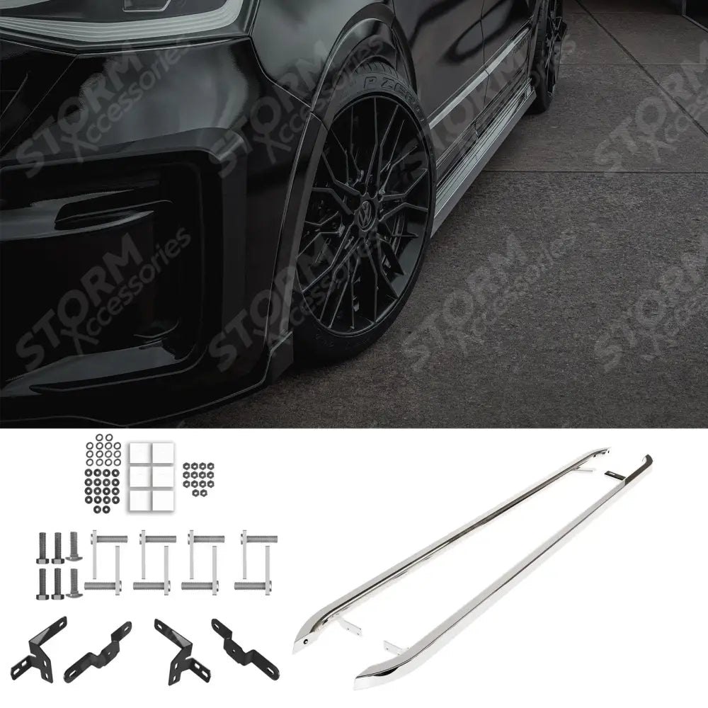 Volkswagen Transporter SWB T7 2025 On Trapezoid Side Bars In Stainless Steel