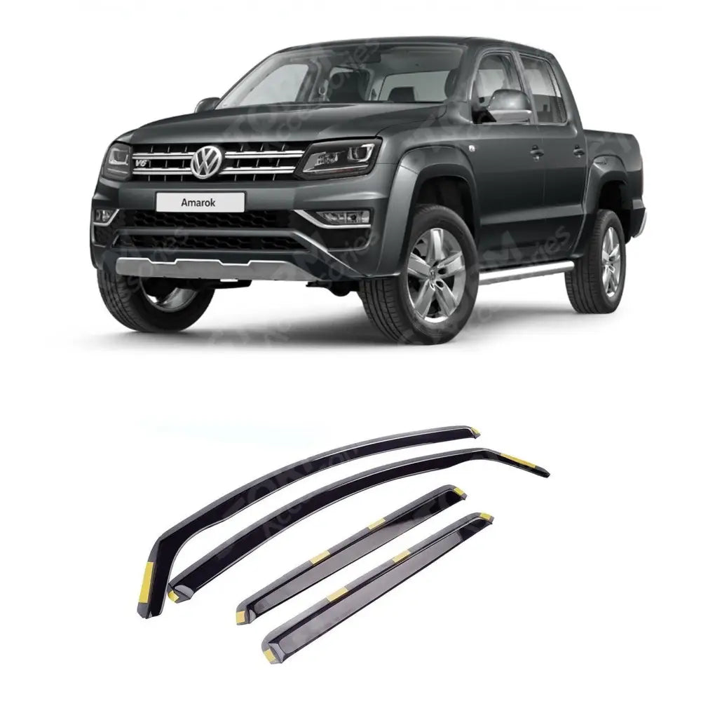 Vw Amarok 2010-2022 - Stx Wind Deflectors - 4 Pcs Set - Internal Fit - Dark Smoke - W139