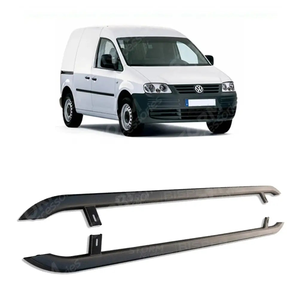 VW Caddy 2004-2020 SWB Trapezoid Side Bars In Matte Black