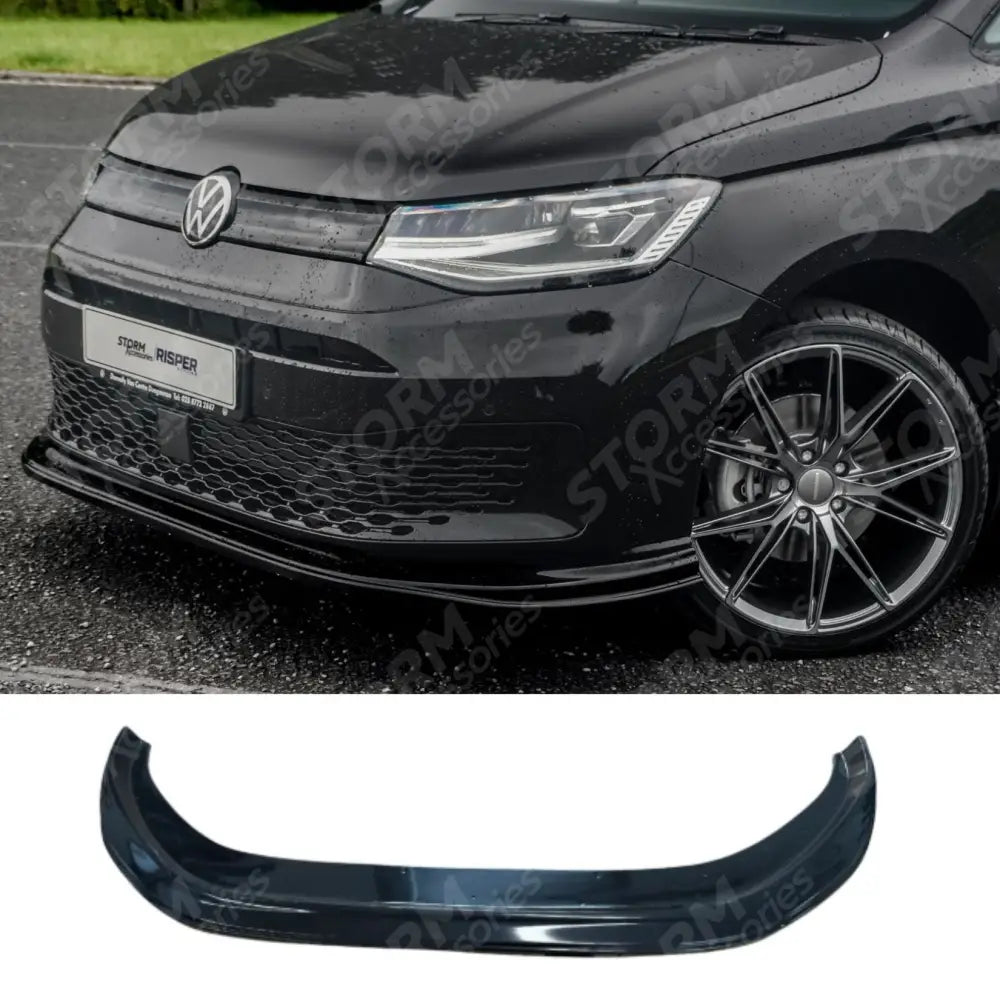 Vw Caddy 2021 On Front Bumper Spoiler Splitter Lip - Gloss Black