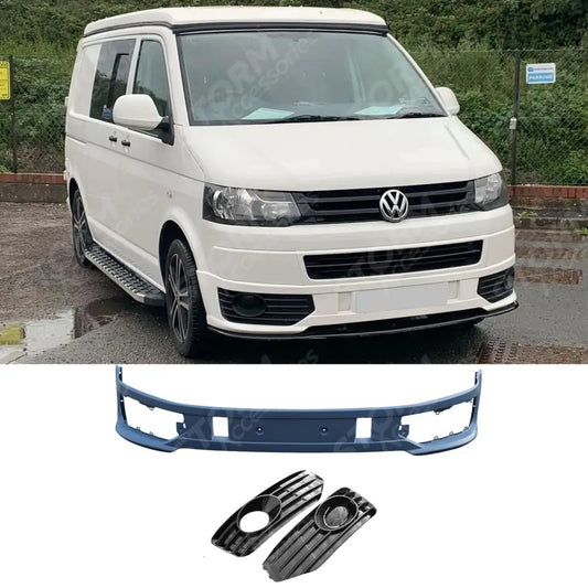 Vw T5 Transporter 2010-2015 Lower Sportline Style Front Splitter With Fog Light Pods
