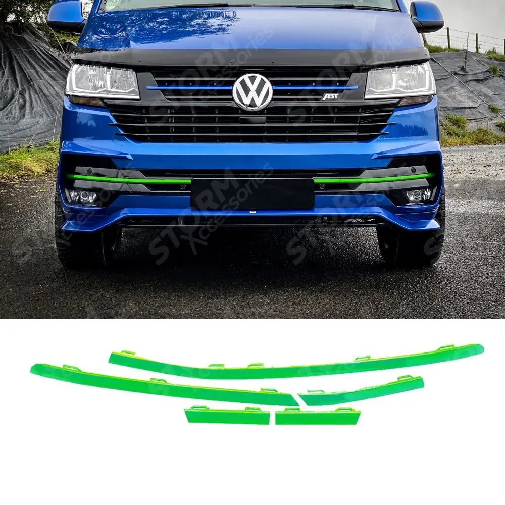Vw T6.1 2019 - 2024 Transporter Front Bumper Lower 5pcs Grille Trim Inserts Choose Colour Green