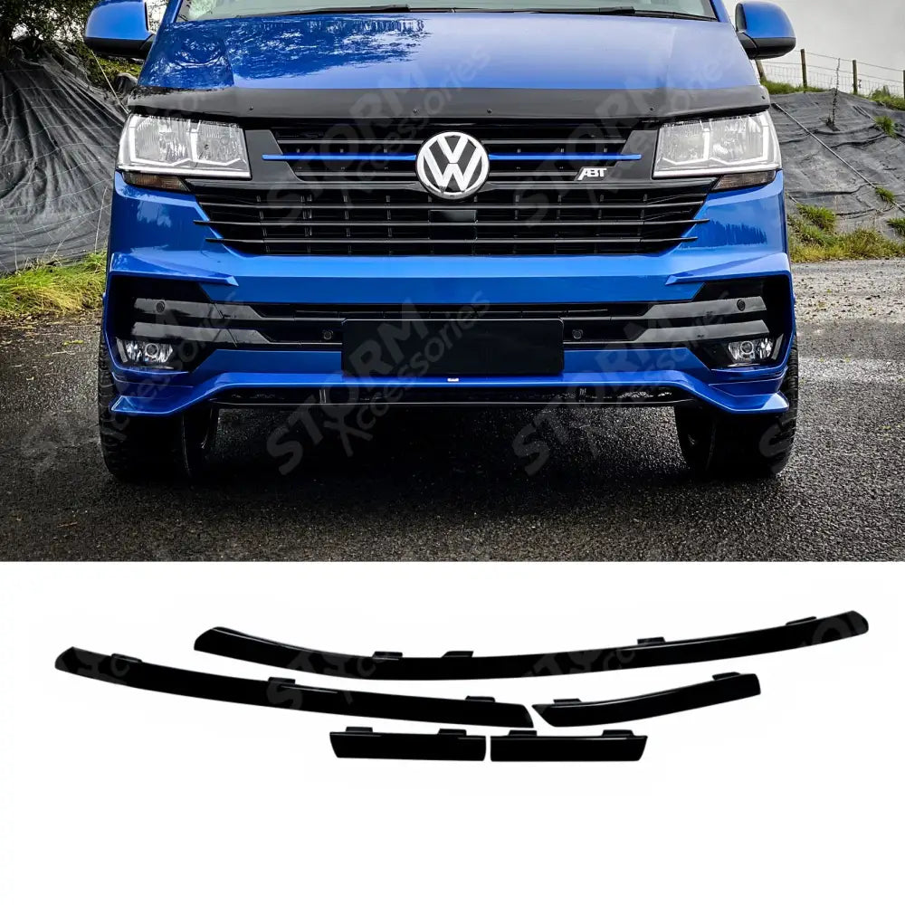 Vw T6.1 2019 - 2024 Transporter Front Bumper Lower 5pcs Grille Trim Inserts Choose Colour