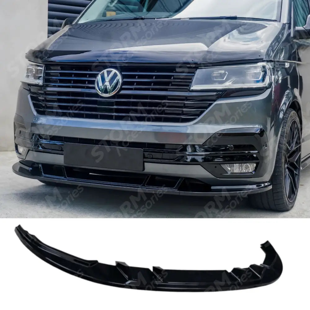 Vw Transporter 6.1 2019 - 2024 Stx 3 Piece Style Front Splitter Spoiler - Gloss Black