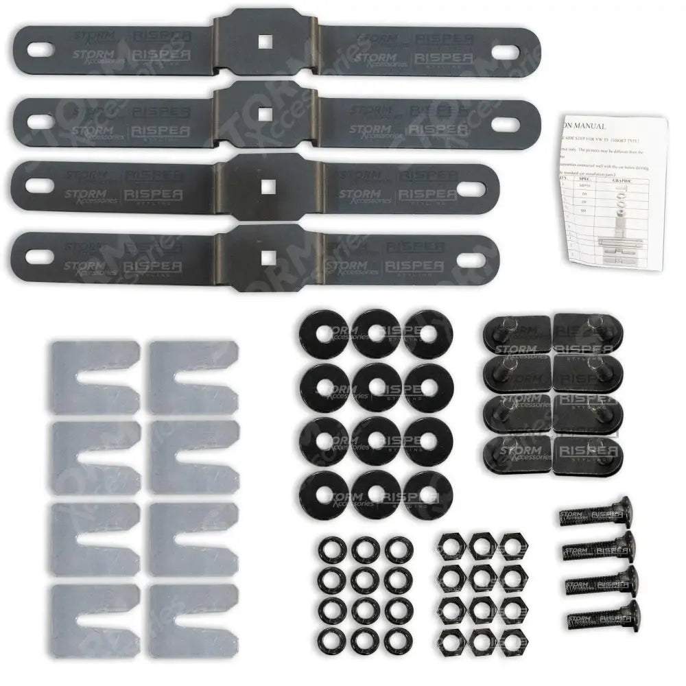 Vw Transporter T5 & T6 Lwb 2003-2023 Trapezoid Side Bars In Gloss Black