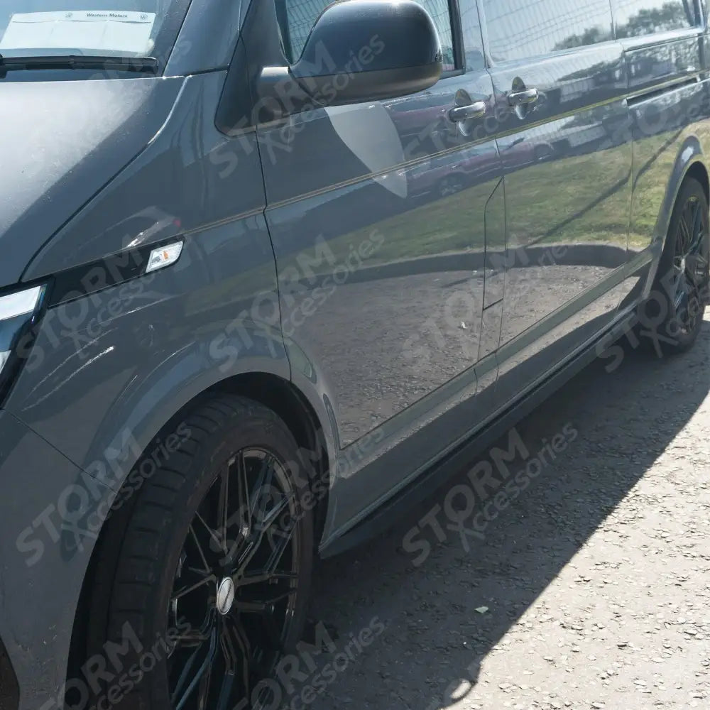 Vw Transporter T5 & T6 Swb 2003-2023 Trapezoid Side Bars In Matt Black