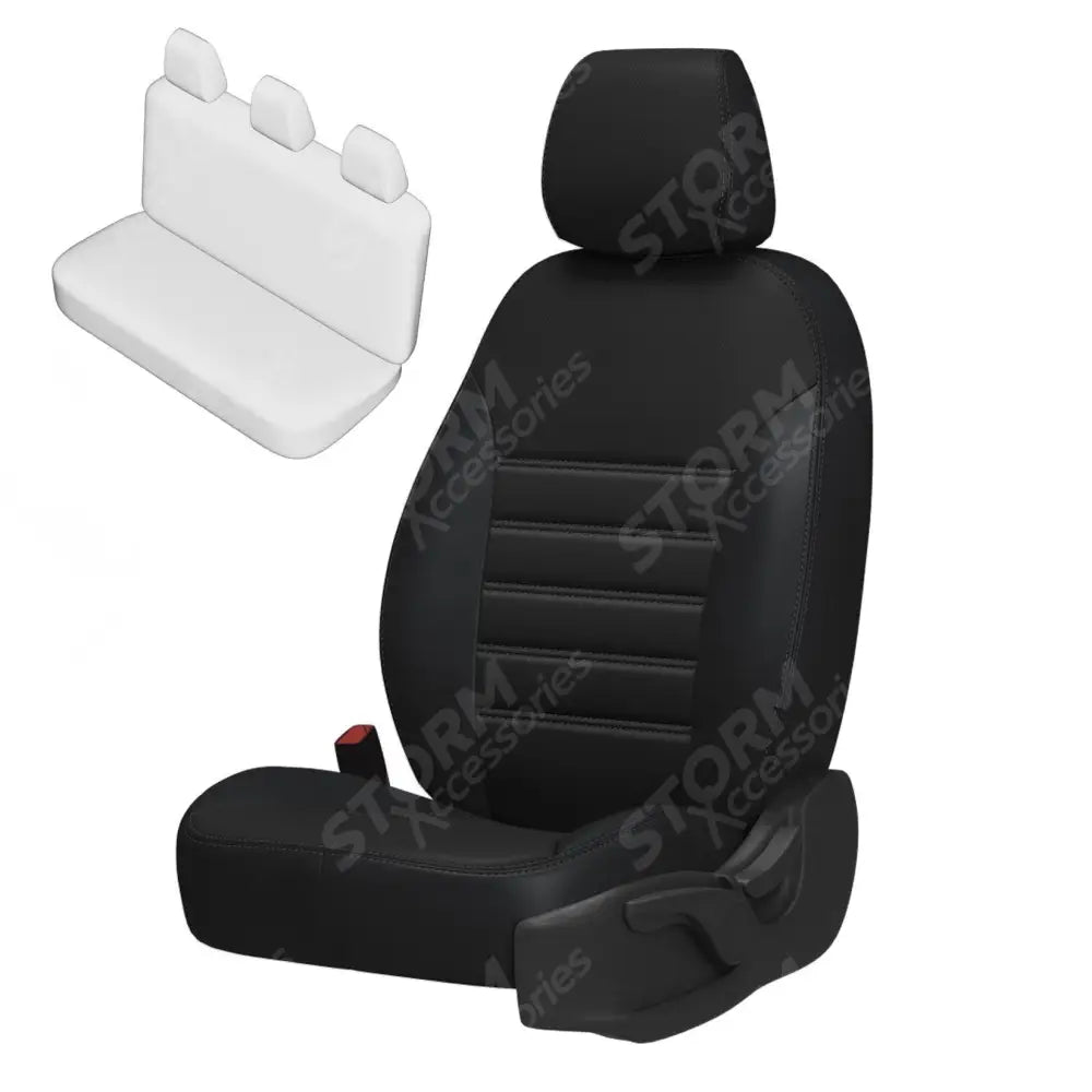 Vw Transporter T6 2016 - 2024 Rear Seat Covers - Pu Leather In Black