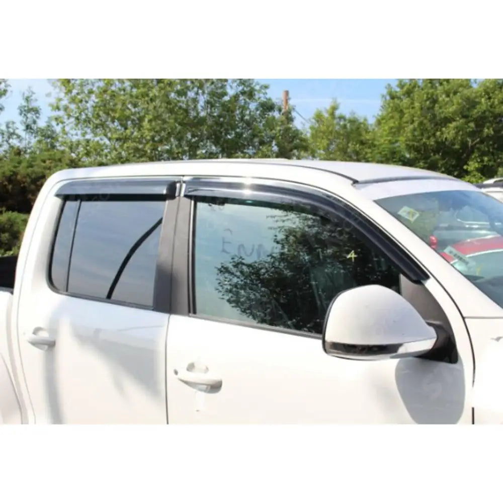 Wind Deflectors 4-pcs Set Black External Fit For Vw Amarok 2010-2017 Double Cab