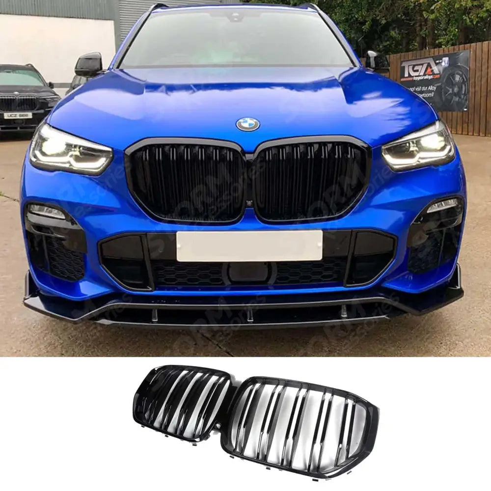 X5m Look Dual Slat Upgrade Front Grill In Gloss Black For Bmw X5 G05 2018 -2022