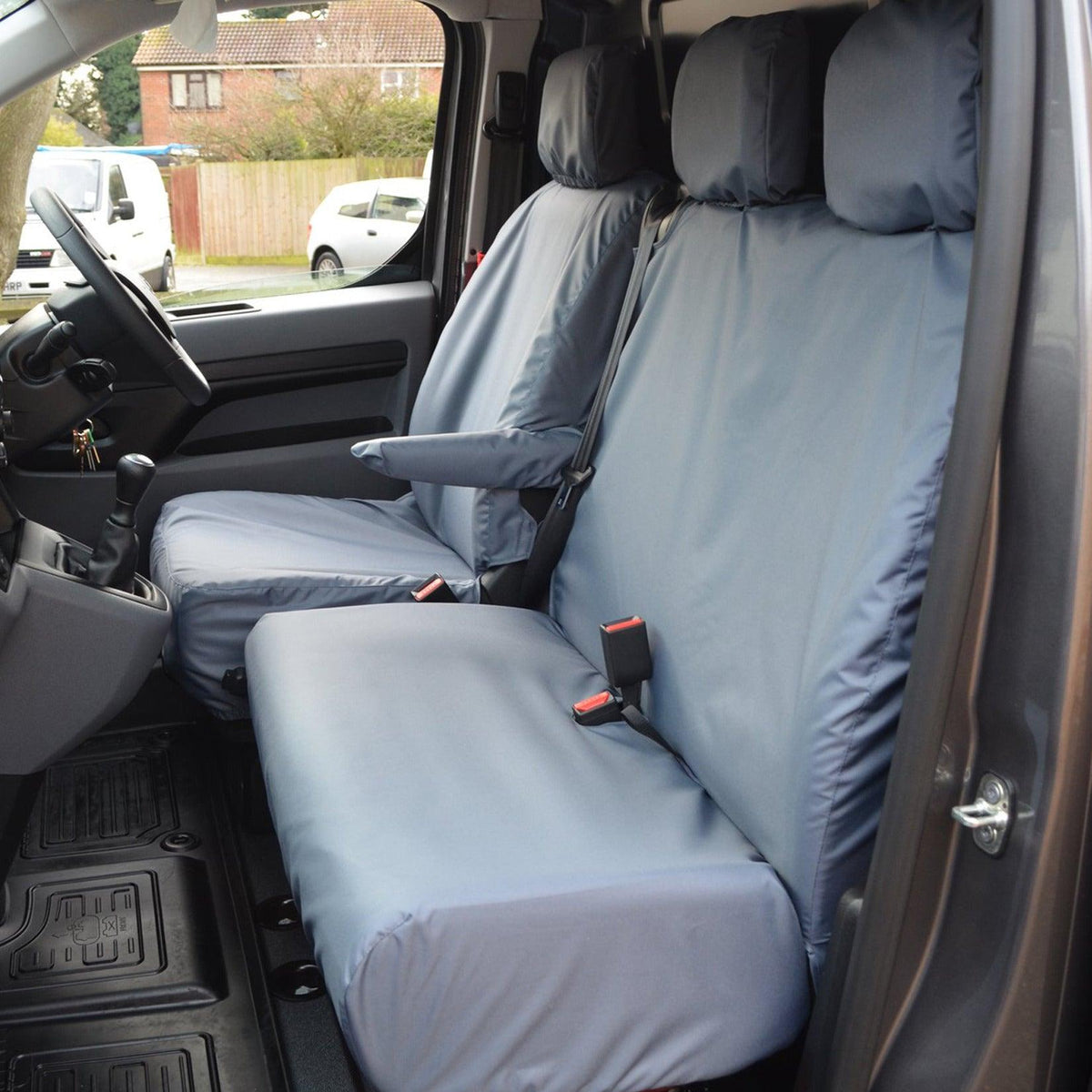 CITROEN DISPATCH VAN 2016 ON DRIVER'S SEAT AND NON-FOLDING DOUBLE PASSENGER (NO WORK TRAY, NON-SPLIT BASE) SEAT COVERS - GREY - Storm Xccessories2