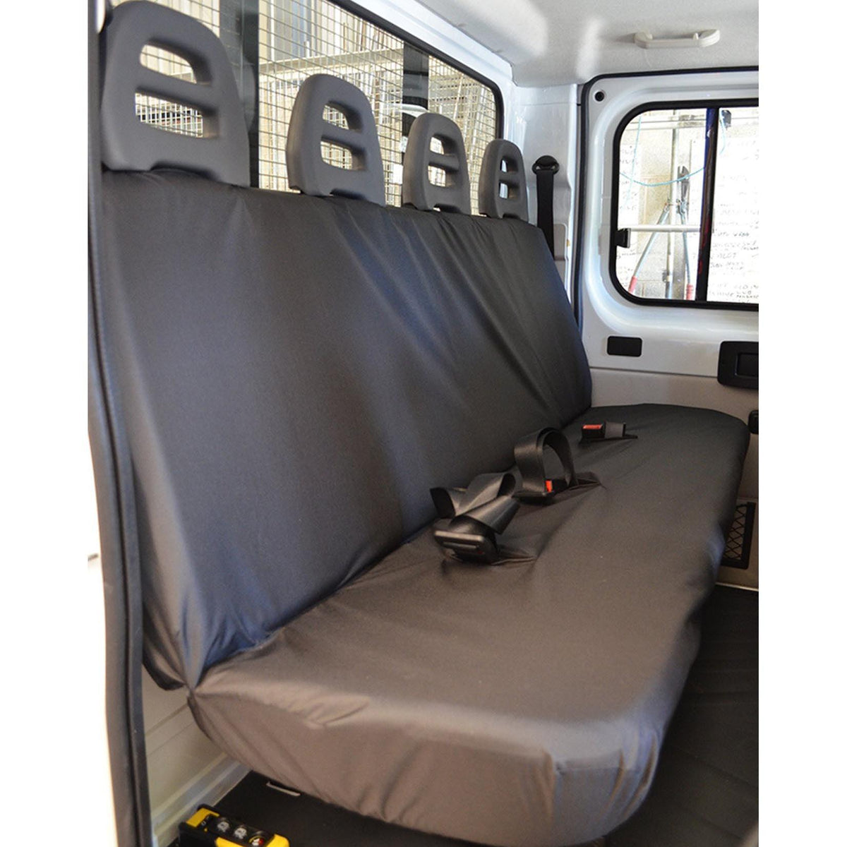FIAT DUCATO VAN 2006 ON CHASSIS CAB REAR SEAT COVERS – BLACK - Storm Xccessories2
